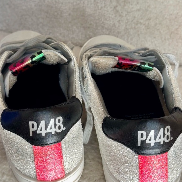 P448 John Sneakers. US Sz 7 (Italy Sz 37). Sparkly white & multi colored trim. - Picture 7 of 8